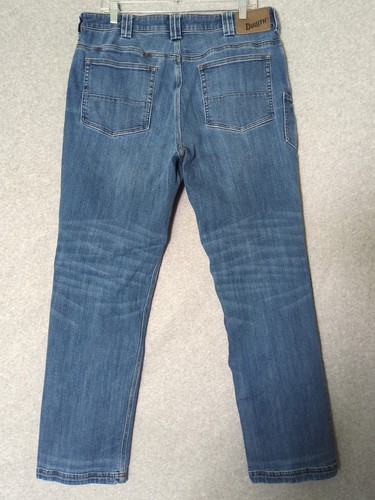 Duluth Trading Mens Ballroom Double Flex Blue Jeans Relaxed Fit 38x32 Work Denim - Picture 2 of 11