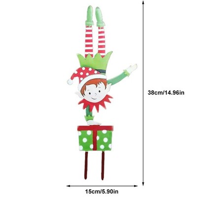 Christmas Elf Garden Stake Christmas Metal Gnome Yard Stake Wrought Iron Elf