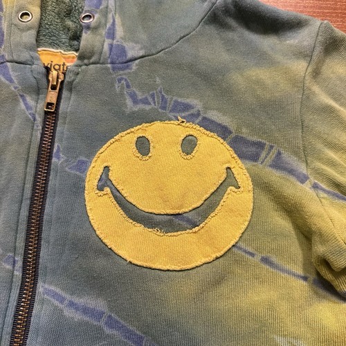 Aviator Nation Tye Dye Hoodie Sweater Youth 10 Green Full Zip Smiley Face Emoji - Picture 5 of 15