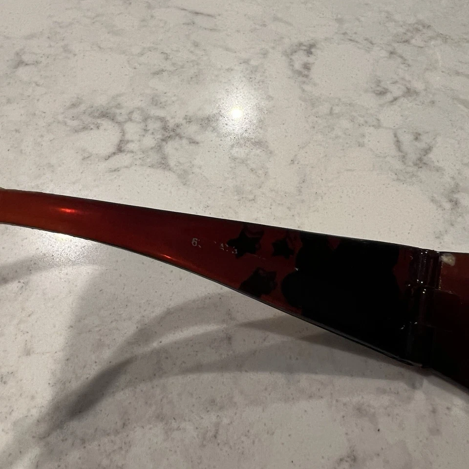 Vintage Y2k Ed Hardy Zeke Sunglasses Brown Red Heart Skull Tattoo - Image 4 of 4