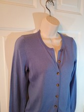 Ann Taylor LOFT Button Front Long Sleeve Modal Blend Blue Cardi Sweater sz SP