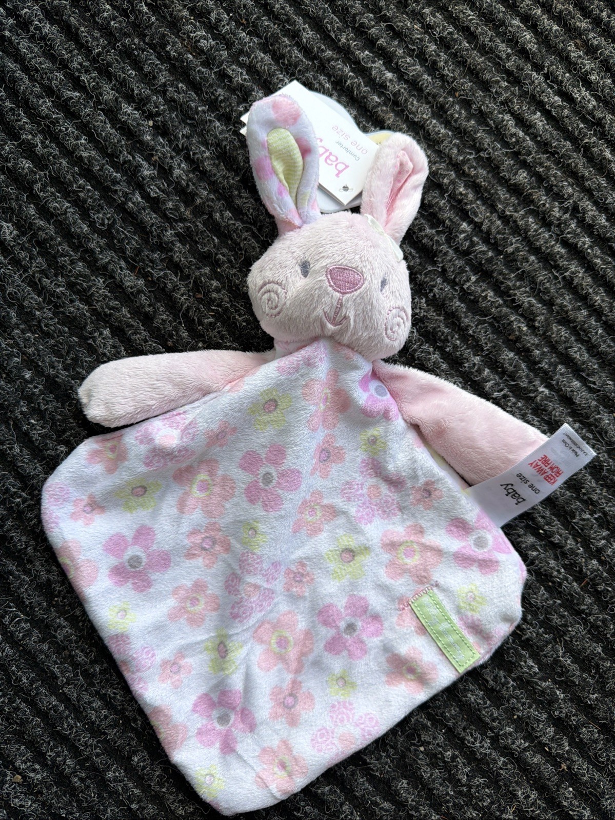 Tesco F&F Pink bunny floral rabbit Comforter Soother Blanket Plush bnwt