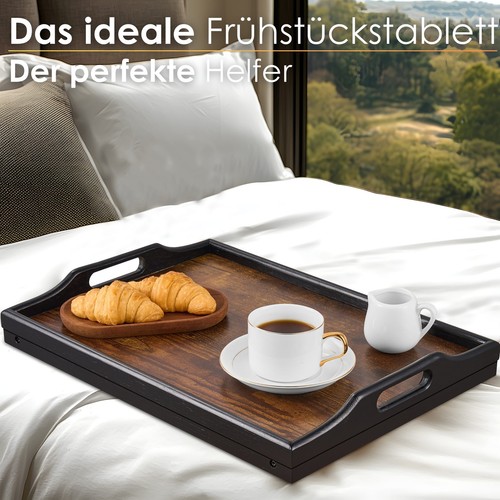 Klappbares Bambus Tablett höhenverstellbar für Bett und Sofa Frühstückstisch - Bild 2 von 8