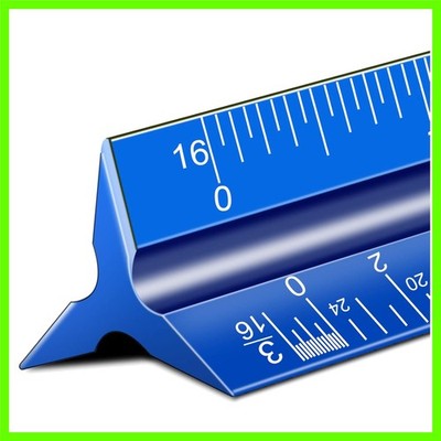 Architectural Scale Ruler, 12'' Imperial Architect Scale, Aluminum Engineer S...