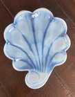 Vintage Milk Glass Shell Dish Blue Opalescent Candy Trinket Bowl 6" Coastal