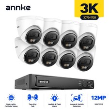 ANNKE 8CH 12MP NVR Two Way Audio 5MP POE IP Security Camera System Color Night