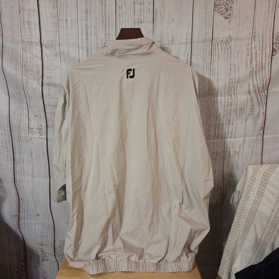 FootJoy DryJoys Men’s Beige Short Sleeve Golf Rain Wind Pullover Jacket XL - Image 3 of 4