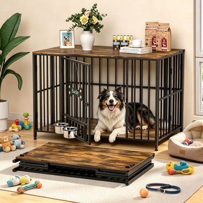 41''/43'' Dog Crate Furniture Foldable, No Assembly Decorative Dog Kennel Indoor