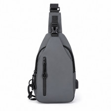 USB Charging Sling Bag Waterproof Crossbody Chest Pack EDC Travel Shoulder