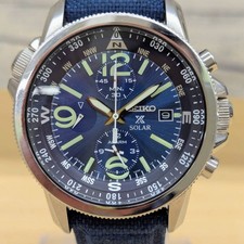 Seiko Prospex V172-0AL0 Chronograph Solar Navy Dial Men's Watch Used Wristwatch