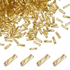 1500Pcs Light Gold 6x2mm Glass Bugle Beads Loose Glass Seed Spacer Bead for DIY