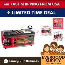 Versatile Breakfast Station: 6-Cup Coffee Maker, Non-Stick Griddle, Toaster Oven