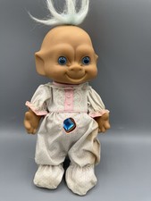 Vintage 1991 Ace Novelty Treasure Troll Doll Blue Diamond Jewel 10 Blue Hair