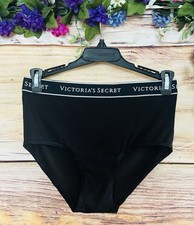 Victoria s Secret Black Logo Cotton Modern Brief Panty Size XS NWT