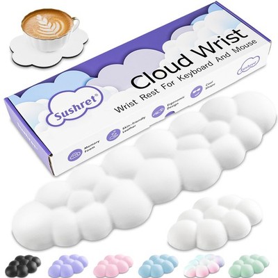Cloud Wrist Rest Keyboard, Cloud Keyboard Wrist Pad Set with PU Leather Memor...