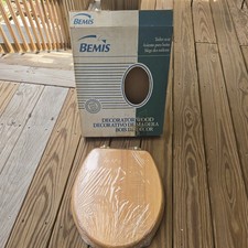 NOS Vintage Bemis Toilet Seat NEW Oak Made In USA round 599B 258 wood