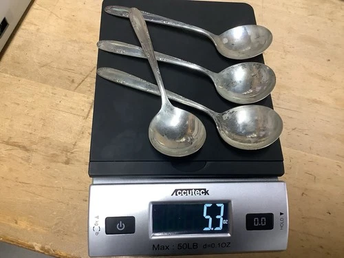 5.3 Oz. Sterling Silver .925 Scrap Towle Madeira 1948 Solid 4x Soup Spoon Ounce