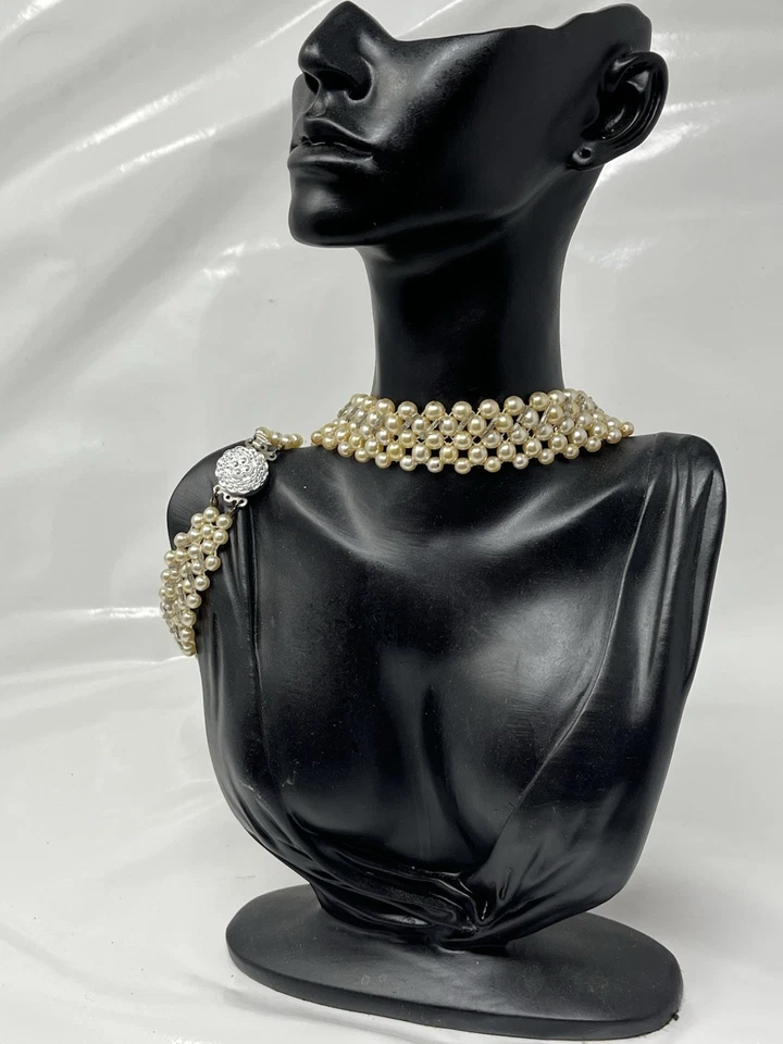 Eleganter Choker Kette Armband Fauxperlen Retro Vintage Set