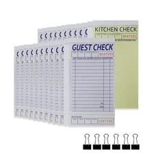 [24 Books] Guest Checks Server Note Pads, 2-Part Carbonless Check Order for