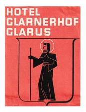 Hotel Glarner Hof GLARUS Switzerland - vintage luggage label