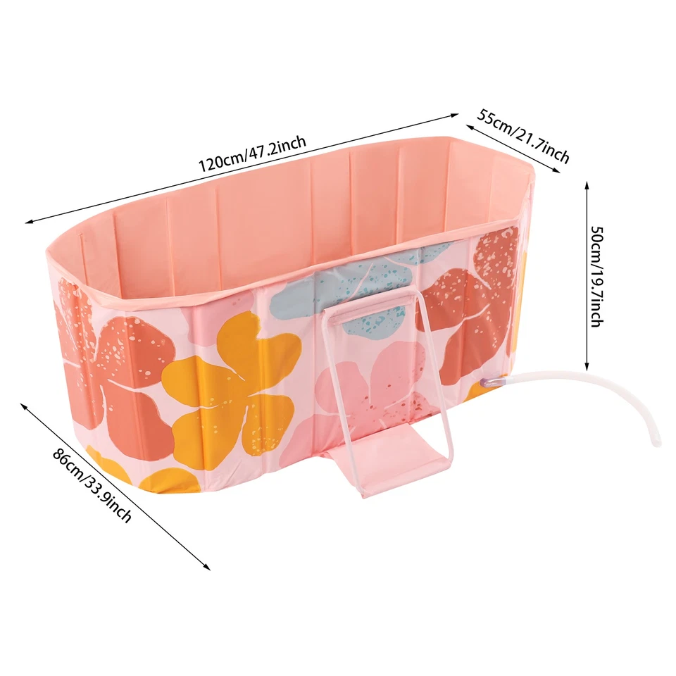 Pink Foldable Bathtub Portable Insulated Bathtub PVC Ice Bath Tub for Adult 1.2m - Image 4 of 4