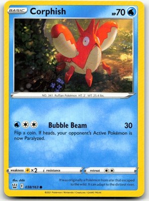 Corphish 038/163 Common Battle Styles Pokemon Near Mint