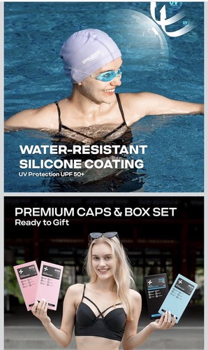 COOLMATE Stoff Badekappe für Erwachsene Damen Herren, Silikon wasserabweisende Schicht, Cl - Bild 3 von 5
