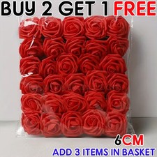 50 Pcs Large 6CM Artificial Flowers Foam Rose Heads Wedding Party Decor Bouquet