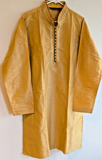 Kurta Pajama Set Silk Gold Zari Embroidery Mandarin Neck Wedding Party Wear