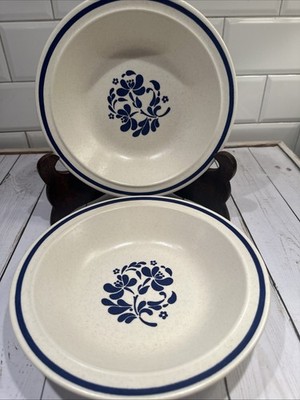 HTF Ligonier Royal China stoneware 2 Serving Bowls  Avail Blue Flowers