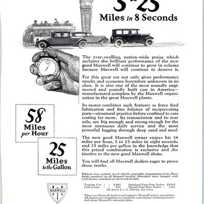 1925 Maxwell Automobile Vintage Print Ad Car Touring Club Coupe Sedan Detroit