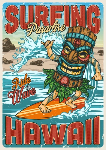 Surfing Ride the Wave Paradise Surfs Up Self Adhesive Vinyl Sticker