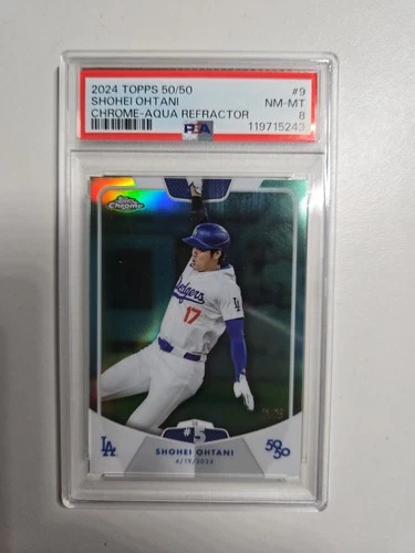 2024 Topps 50/50: Shohei Ohtani - Shohei Ohtani #9 Aqua /75 PSA 8 🚀🚀🚀🔥🔥🔥