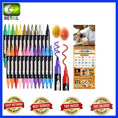 Versatile Dual-Tip Acrylic Markers - Waterproof, Odorless, 24 Vibrant Colors