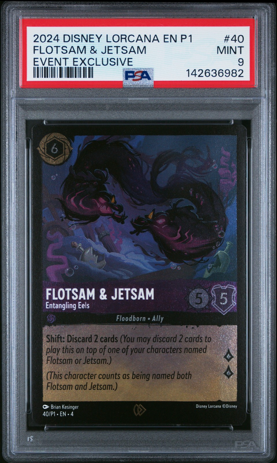 2024 DISNEY LORCANA EN P1-PROMO #40 FLOTSAM & JETSAM - ENTANGLING EELS PSA 9