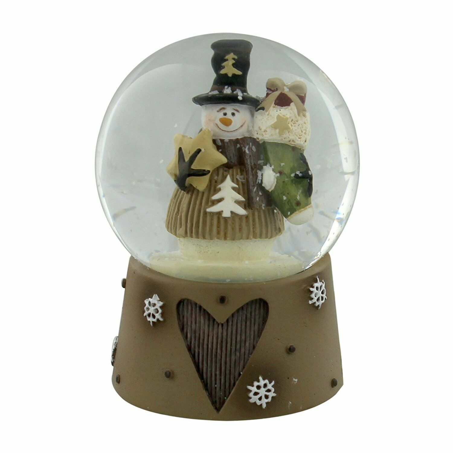 Widdop and Co Christmas Snow Globe - Snowman with Star & Sack, Festive Ornament