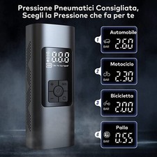 Mini Compressore Ad Aria Portatile Gonfiatore Ricaricabile Display LED Moto Auto - Miniatura 2