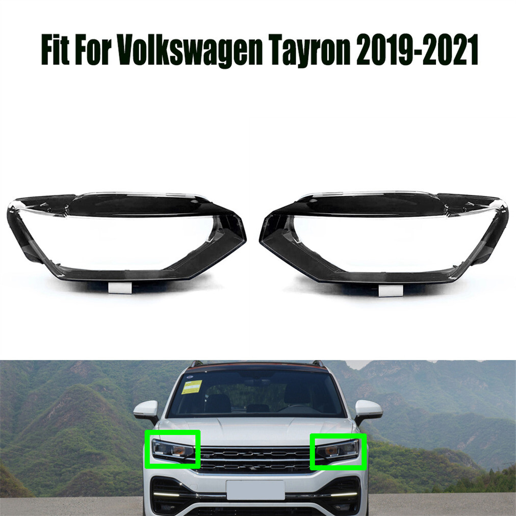 Headlight Headlamp Clear Lens Cover Pair For Volkswagen Tayron 2019-2021