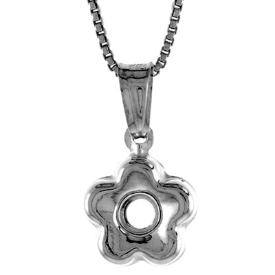 925 Sterling Silber Blume hohl Anhänger Italien 3/8 Zoll (10 mm) hoch