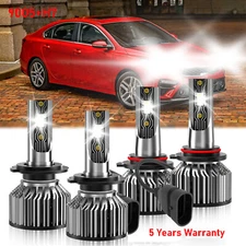 LED Headlight Bulb Kit Combo High Low Beam 6500K White For Kia Forte 2017-2018