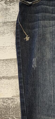 Apple Bottom Blue Low Rise Denim Jeans Ladies Size 11/12 33x31 Studded Embroider - Picture 2 of 7