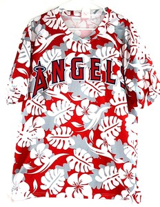 Los-Angeles-Angels-Aloha-Jersey-Mens-Size-L-Short-Sleeve-Shirt-Floral-Print