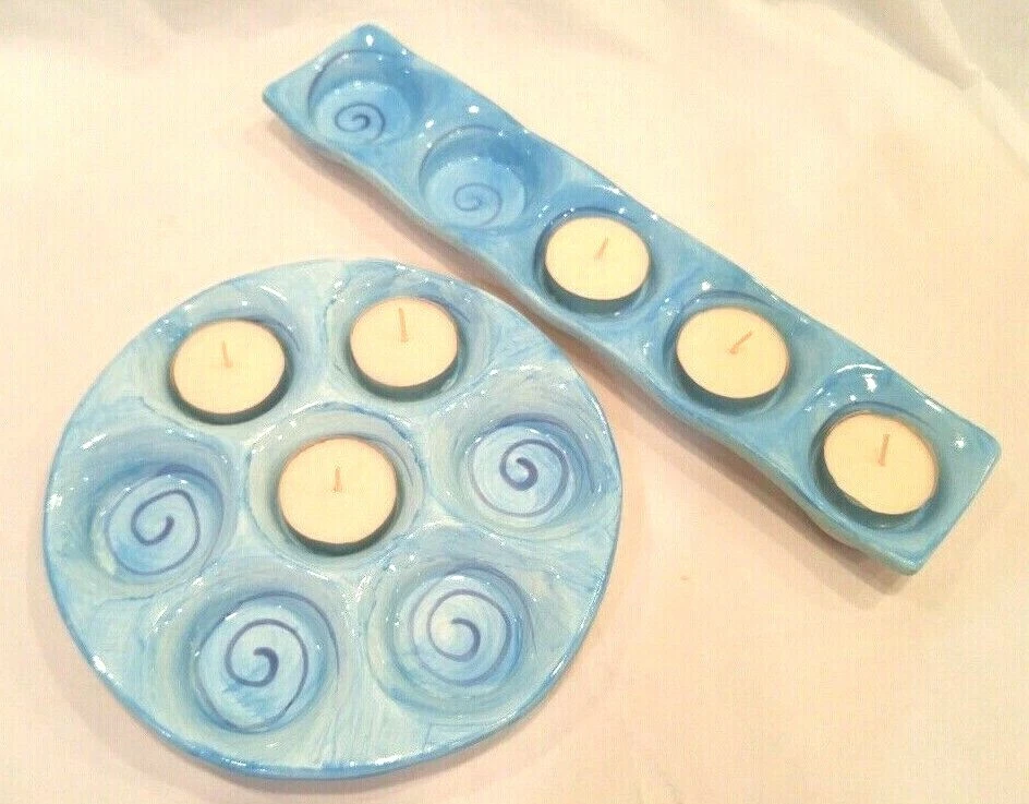 New Tealight Candle Holders Set Includes one Round AND one Rectangular 2 COLORS - Image 2 of 2