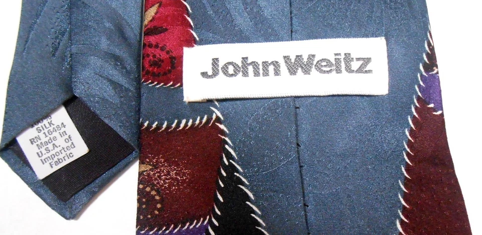 Gravata de seda masculina John Weitz 55,5" X 3,75" multicolorida abstrata - Imagem 4 de 4
