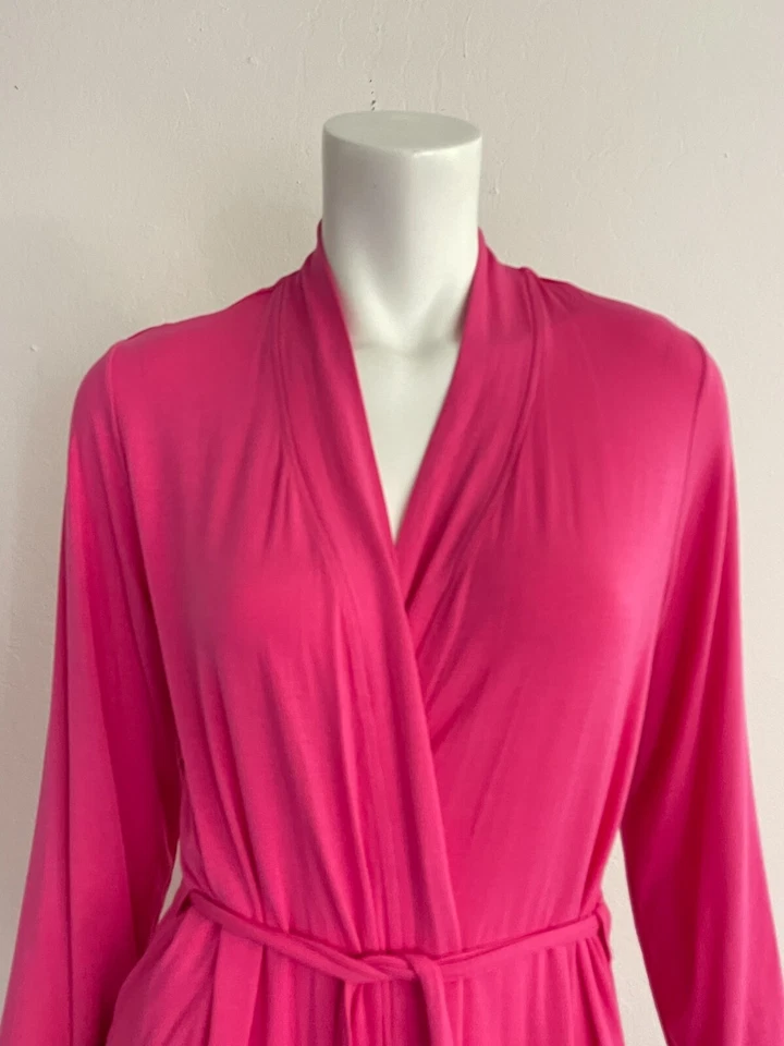 Bata Josie Natori S Rosa Modal Jersey Elastizada Manga Larga Hasta la Rodilla Foto 2 de 4