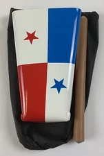 Hand Held Cowbell Chrome, TP#5, Painted With Panama Flag With Pouch & Beater