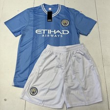 Sport Best Fashion Blue White Manchester City Soccer Uniform Adult Large