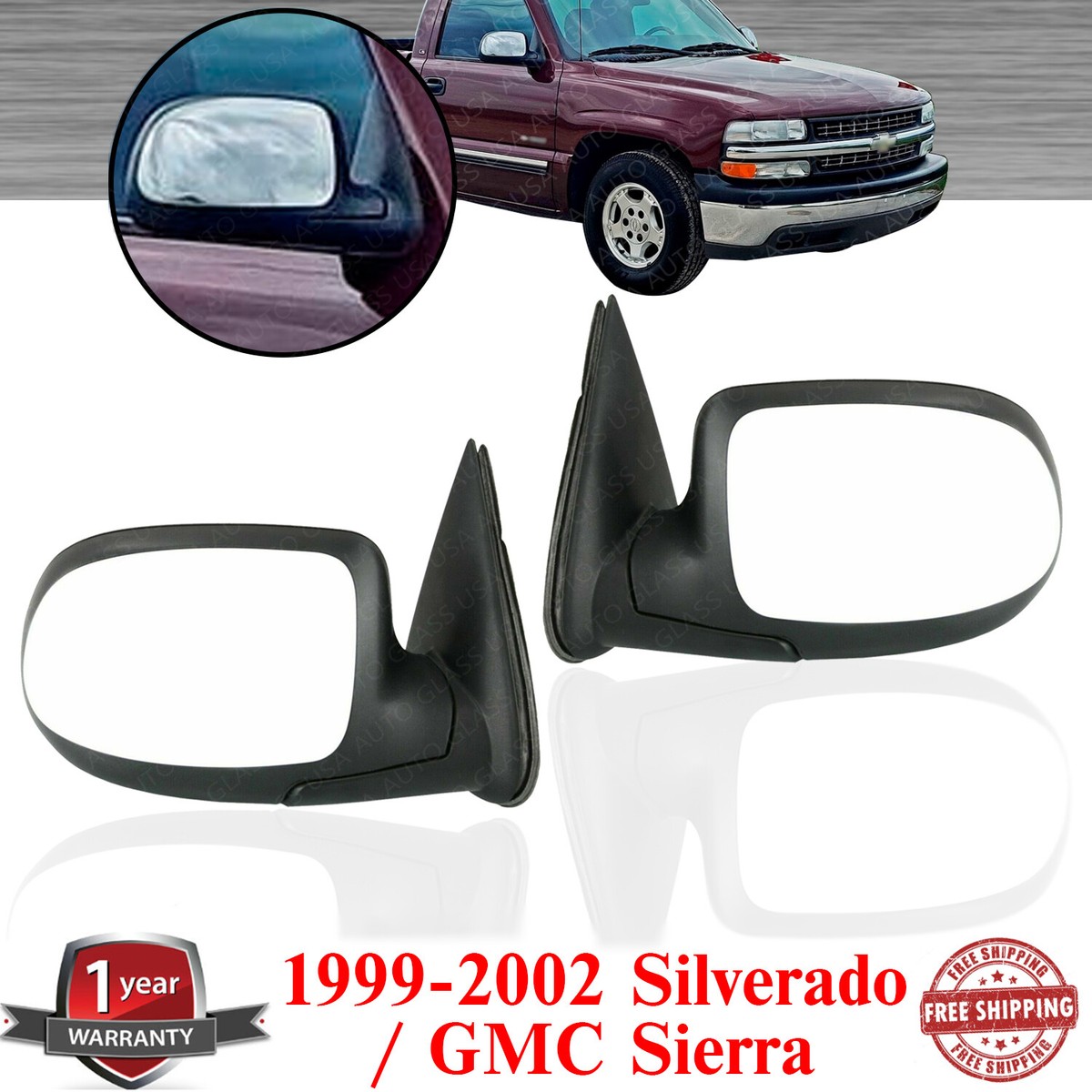Dependable Direct Driver Side Non-Heated Manual Operated Mirror For Cadillac Escalade Chevy Silverado Suburban HD Tahoe GMC Sierra Yukon XL 1500 2500 3500 1999-2007 - Parts Link #: GM1320230 - Foto 6