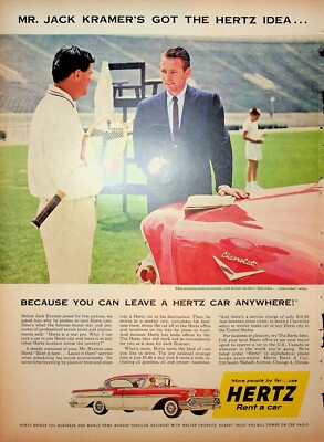 Original Hertz Ad: Tennis; Jack Kramer; Leave a Hertz Car Anywhere