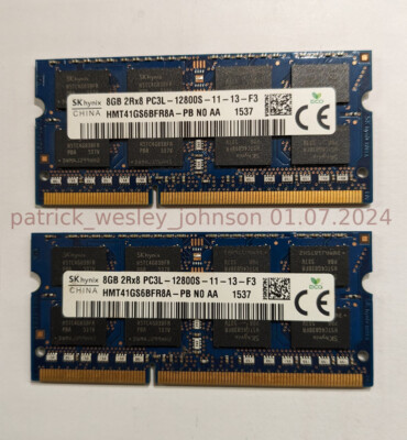 Kit Hynix 16GB (2x8GB) DDR3 SODIMM PC3-12800S Pour Ordinateur Portable - Occasion